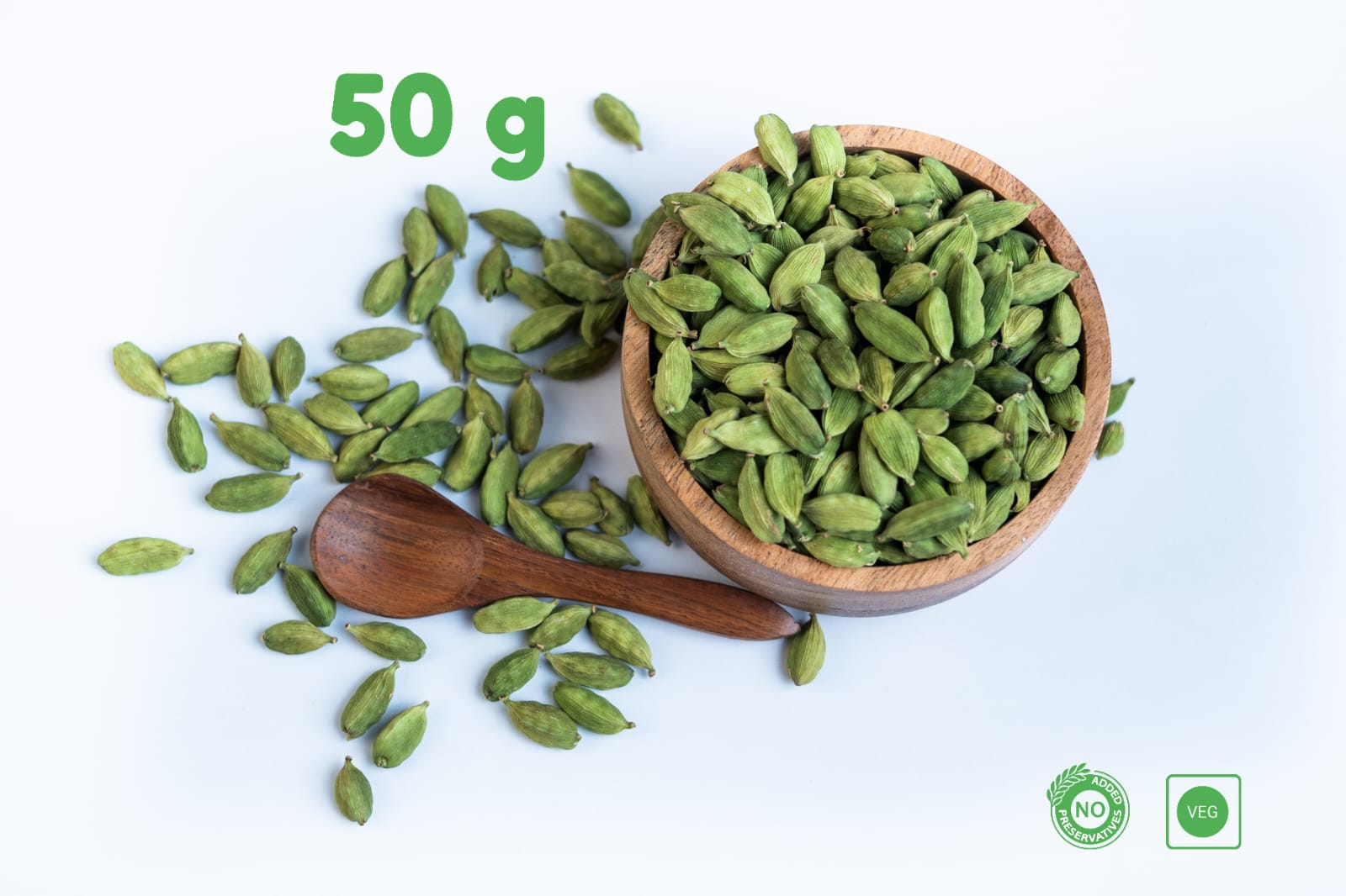 Green Cardamom 8MM+ 50 Gm
